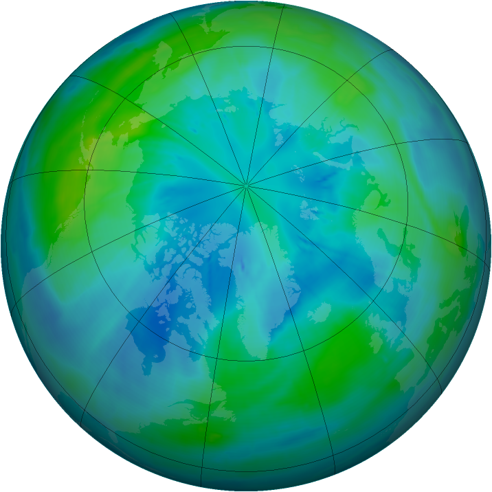 Arctic ozone map for 07 October 2008